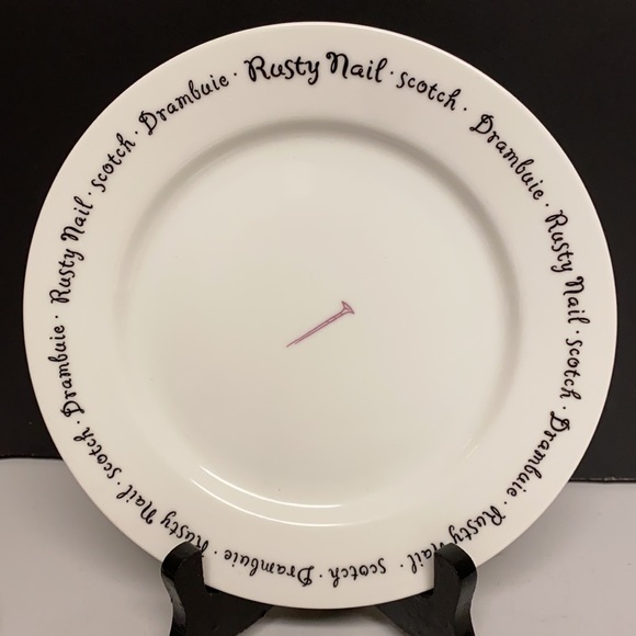 Pottery Barn Bar Lingo Cocktail Themed Appetizer Plates Set of Four 8”D - Picture 6 of 10